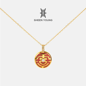 SHEEN YOUNG Lucky Character Red Agate Rotating Necklace • Elegant Clavicle Chain